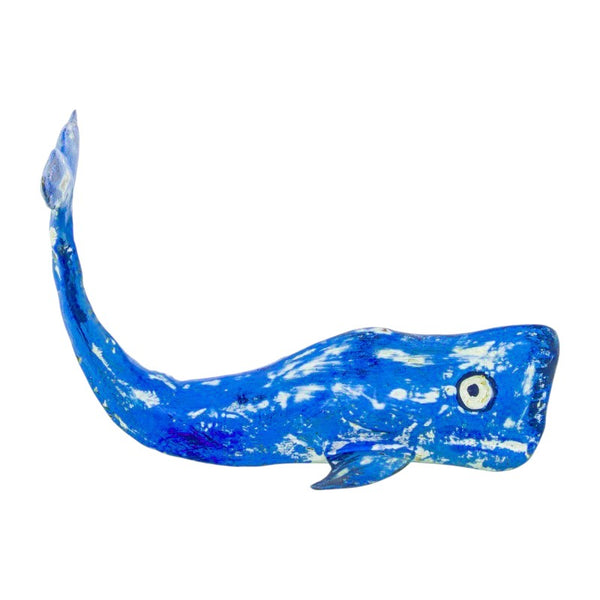 ballena decorativa azul pequeña para colgar en pared Brocantia tienda Oviedo