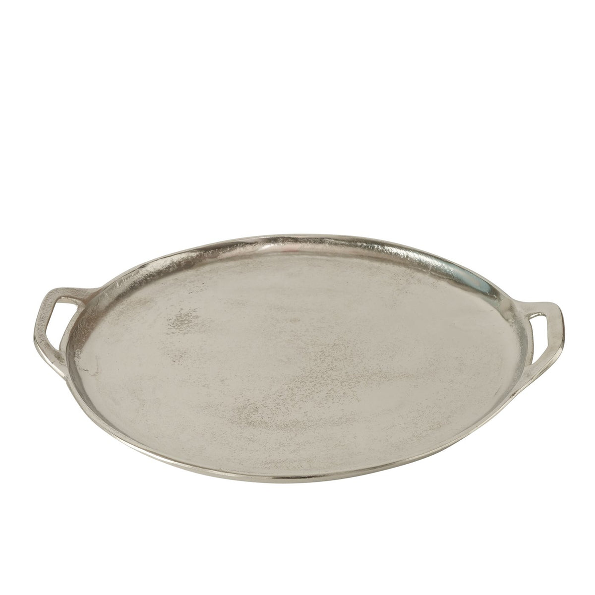 Bandeja De Aluminio Plateada Con Asas - 37 X 29.5 Cm, Decoración Lujosa, Hecha A Mano