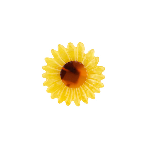 broche girasol de acetato de celulosa reciclado Coucou Suzette vista frontal – Brocantia