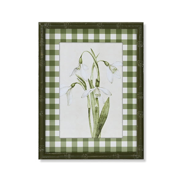 cuadro decorativo campanillas marco verde y fondo cuadros vichy modelo 2 Brocantia tienda decoración Oviedo