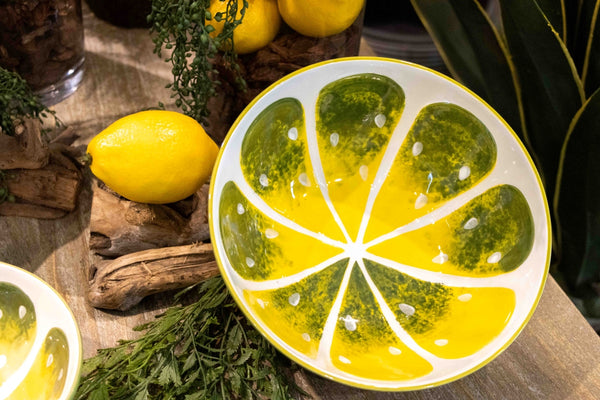 cuenco esmaltado de cerámica grande lima decoración tropical cocina