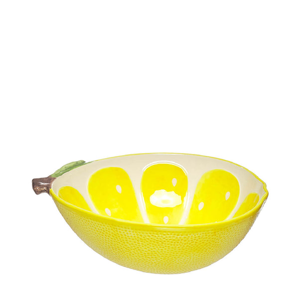 ensaladera grande de gres con diseño de limón Brocantia - vista lateral