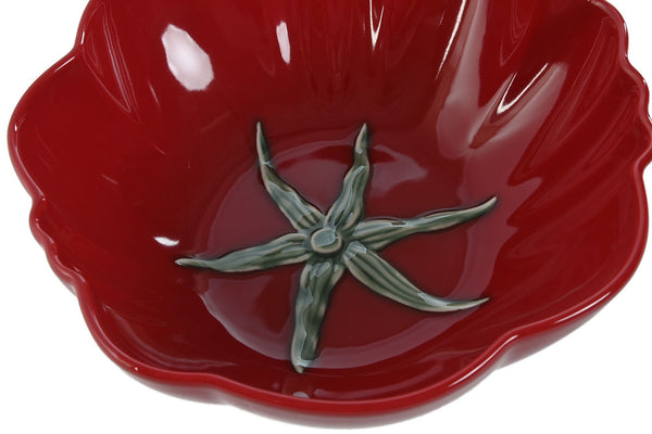 Detalle interior de la ensaladera en forma de tomate en cerámica – Brocantia