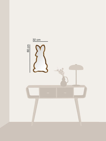 Medidas del espejo conejo dorado en composición decorativa – tienda Brocantia