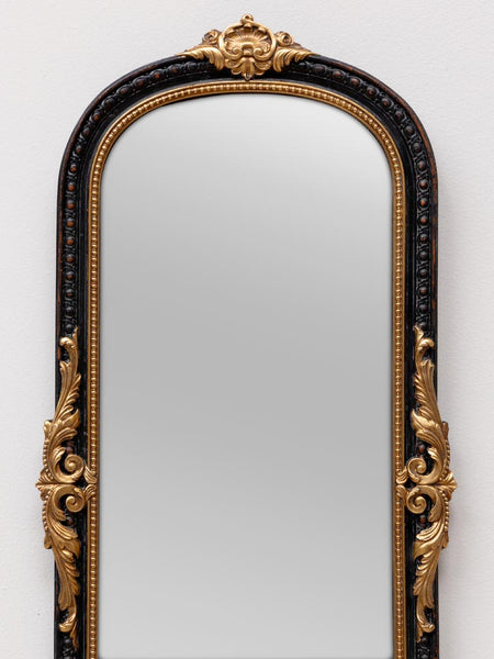 Espejo alargado negro con detalles dorados Brocantia