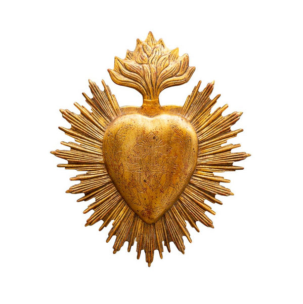 corazón exvoto dorado decorativo artesanal