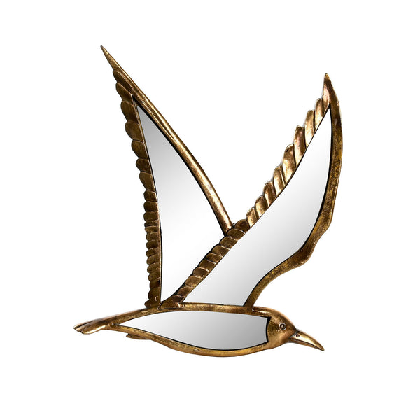 espejo decorativo gaviota dorada con cristales – Brocantia tienda decoración Oviedo