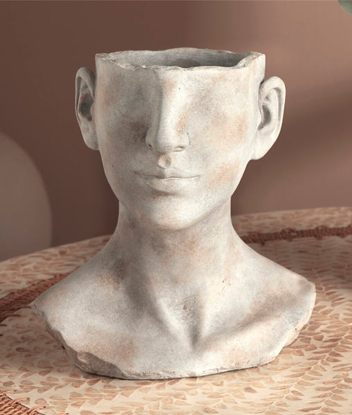 Jarrón busto femenino cemento