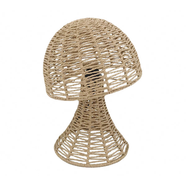 Lámpara de sobremesa decorativa con diseño de seta en cuerda trenzada natural - Brocantia decoración Oviedo.