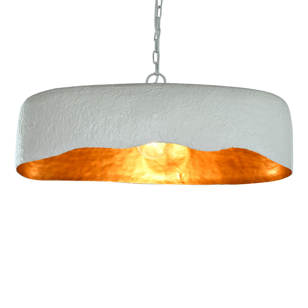 Lámpara de techo blanco con interior dorado