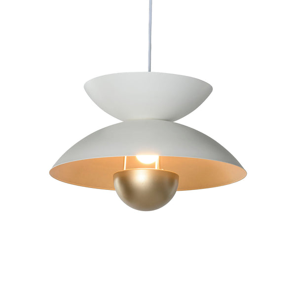 Lámpara de techo blanca y dorada