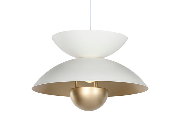 Lámpara de techo blanca y dorada