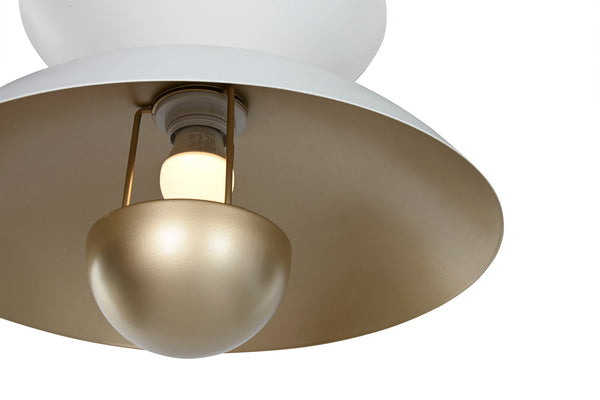 Lámpara de techo blanca y dorada