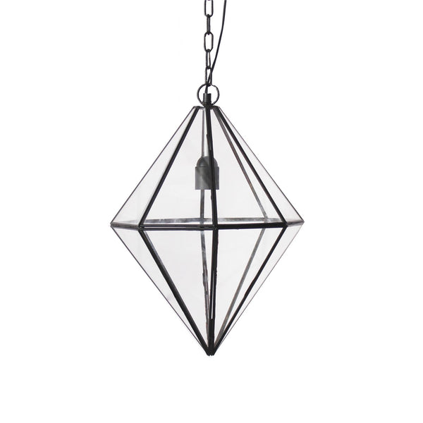 lámpara de techo rombo de cristal y estaño estilo vintage industrial Brocantia
