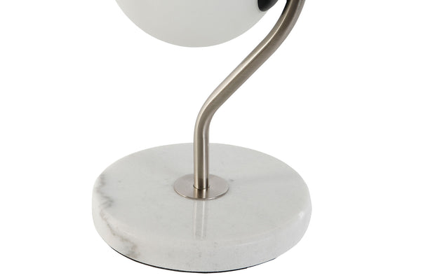lámpara sobremesa diseño, lámpara moderna metal y mármol, lámpara bolas de cristal, lámpara decoración nórdica, lámpara mesita salón, lámpara mesa elegante.
