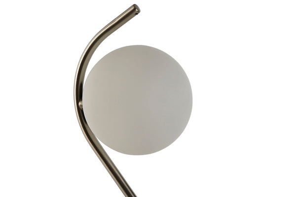 lámpara sobremesa diseño, lámpara moderna metal y mármol, lámpara bolas de cristal, lámpara decoración nórdica, lámpara mesita salón, lámpara mesa elegante.