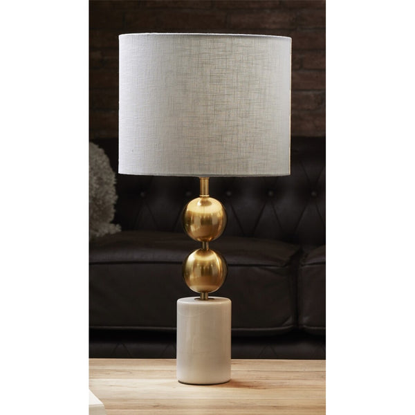 Lámpara de sobremesa mármol y bolas metal dorado Brocantia