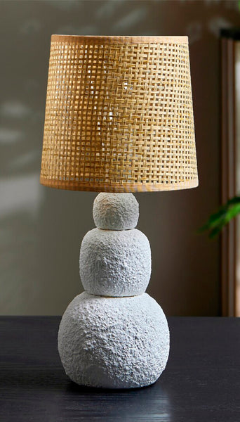 lampara sobremesa estilo mediterraneo boho chic ceramica blanca