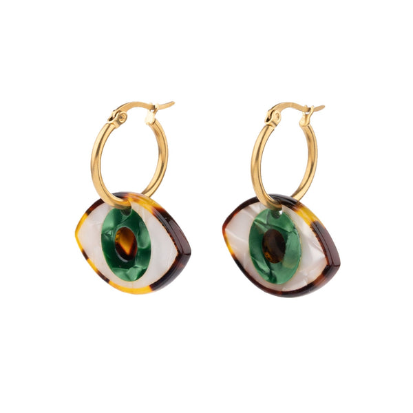 Pendientes ojo verde