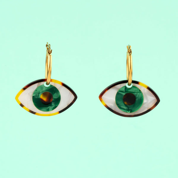 Pendientes ojo verde