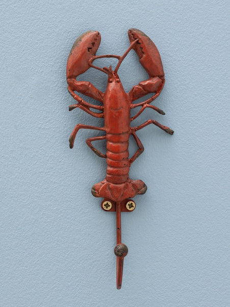 gancho pared langosta vintage rojo hierro rústico