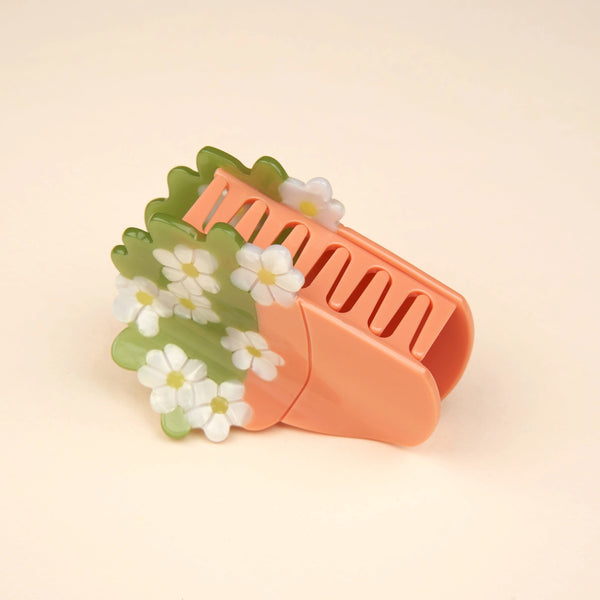 Pinza para el pelo Coucou Suzette forma maceta flores vista lateral