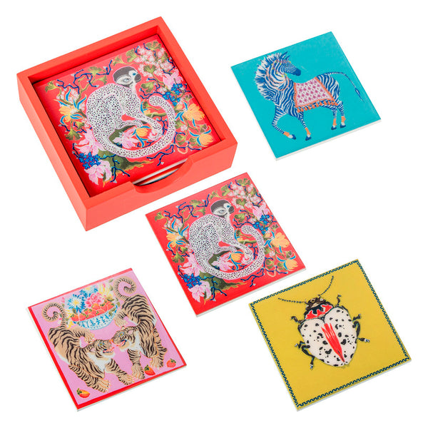 set-posavasos-animales-coloridos-en-caja-roja-de-madera-brocantia