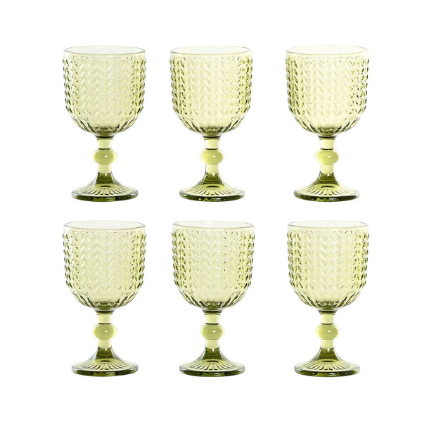 Set de 6 copas de cristal verde espiga estilo vintage Brocantia.