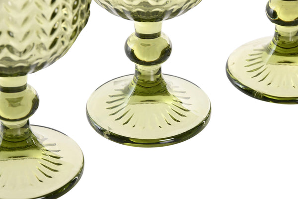 Bases de copas de cristal verde con diseño espiga y forma elegante Brocantia.