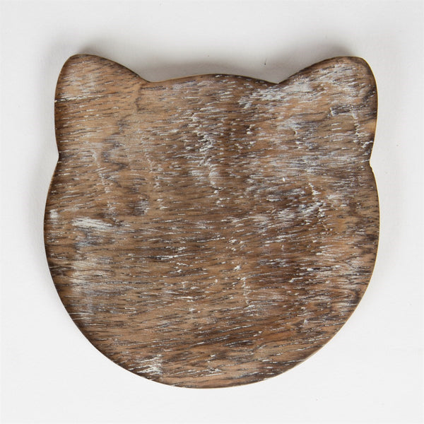 Set 6 posavasos gato con base madera