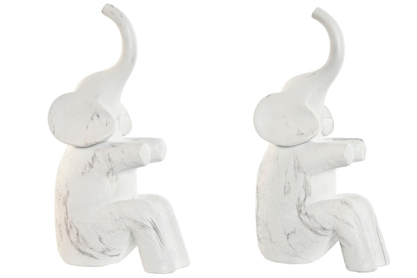 Sujetalibros elefantes blanco roto