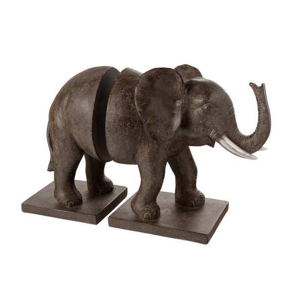 sujetalibros decorativo en forma de elefante de resina marrón