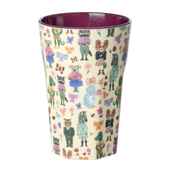 vaso de melamina ilustrado Nathalie Lété animales y flores colorido - Brocantia