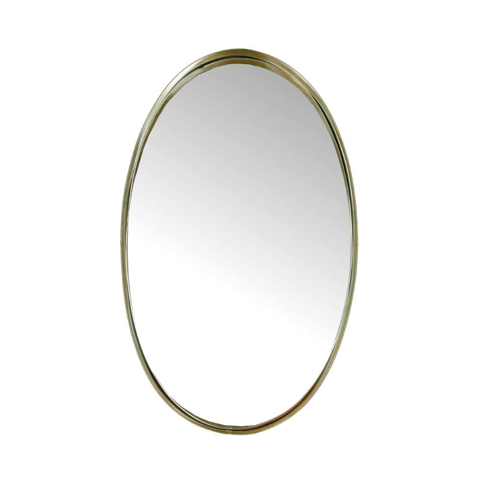 Espejo metal ovalado dorado – Brocantia