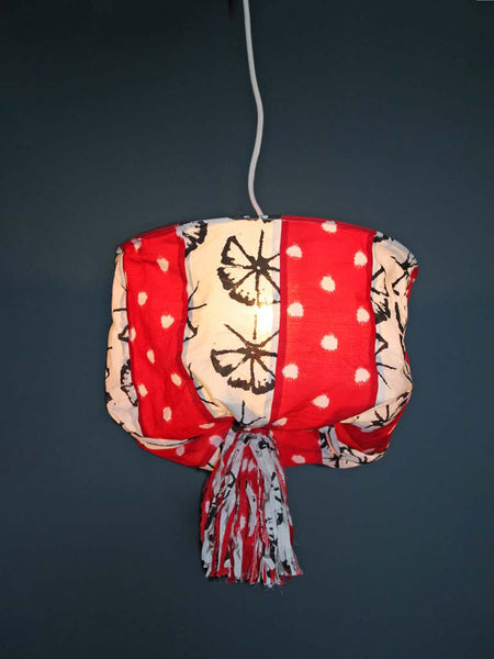 Lámpara pompon tela Brocantia