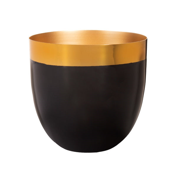Macetero metal negro y dorado Brocantia