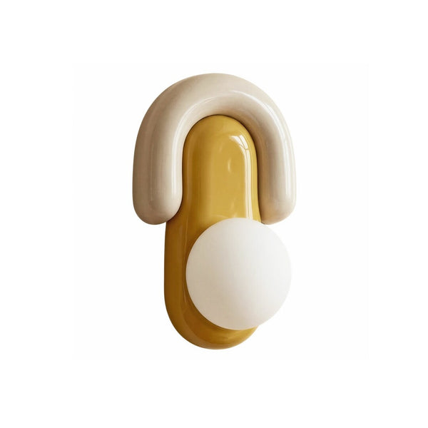 Aplique de pared moderno crema y mostaza