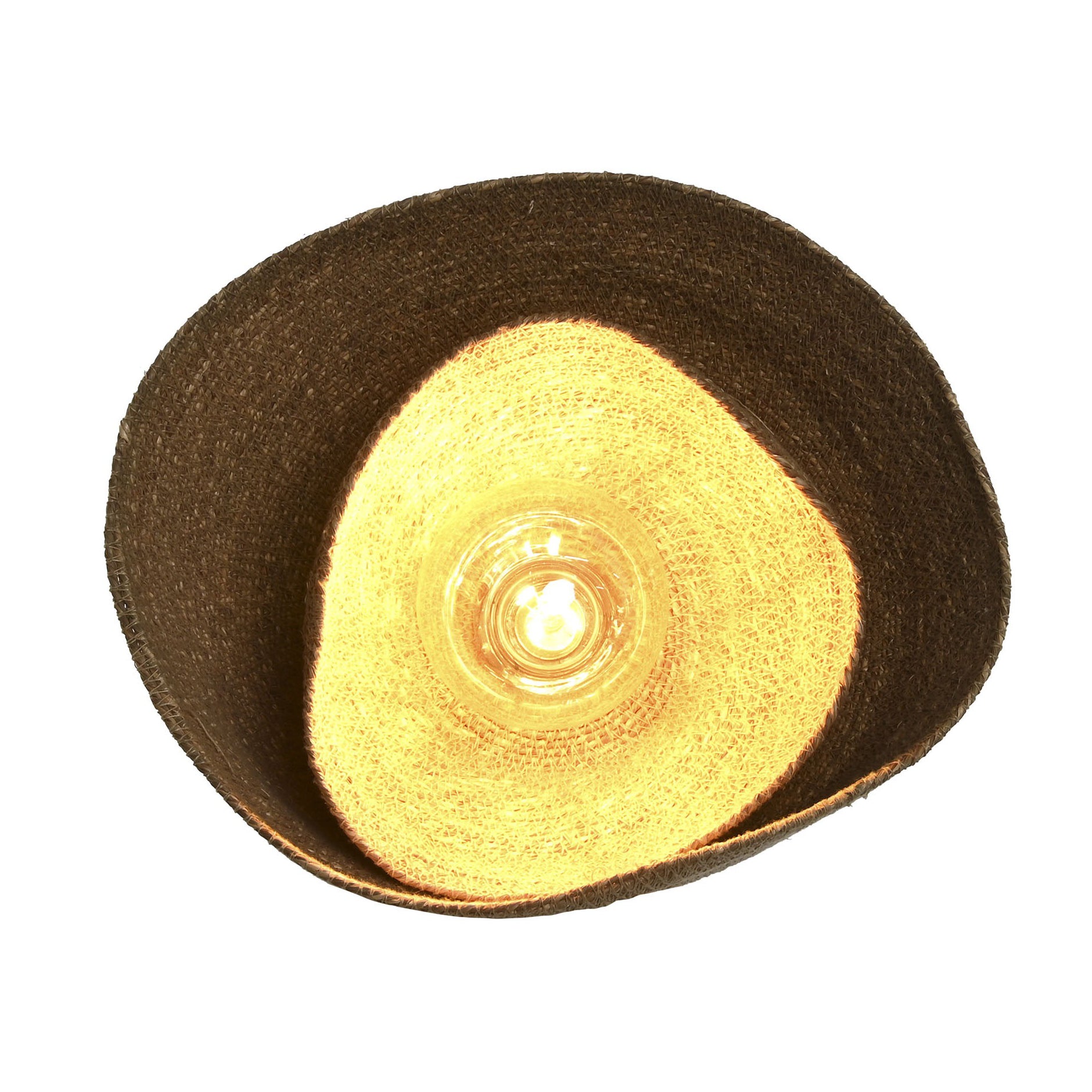 aplique de pared de yute trenzado encendido