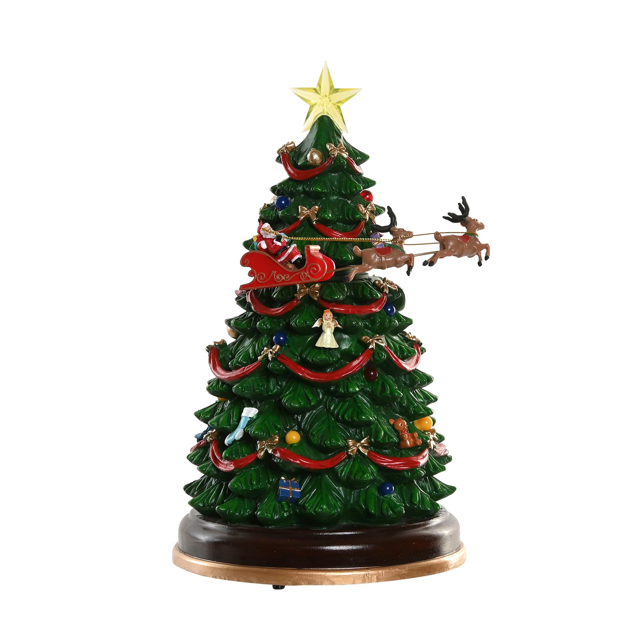 árbol de Navidad con luces LED y trineo de Papá Noel