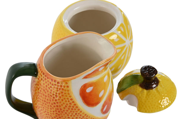 Azucarero + lechera naranja limón