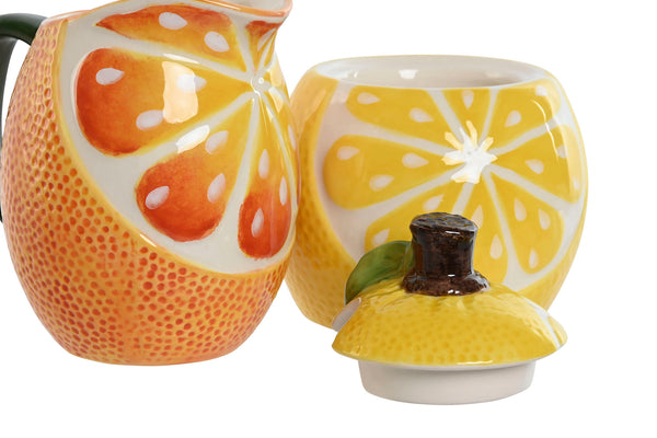 Azucarero + lechera naranja limón