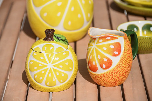 Azucarero + lechera naranja limón
