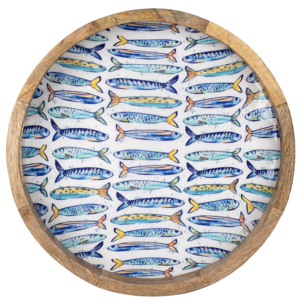 Bandeja decorativa con estampado marino estilo mediterráneo