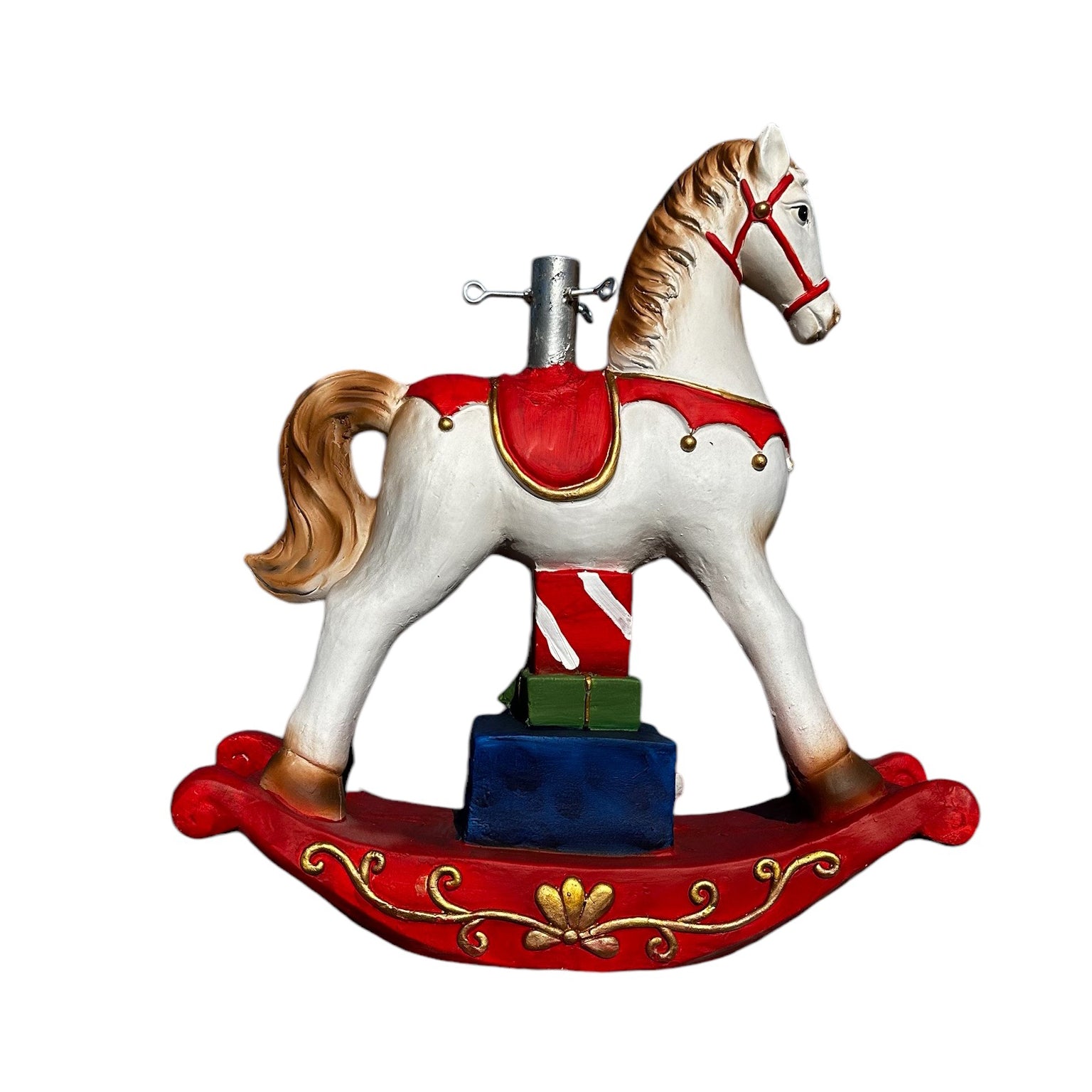 caballito balancín navideño decorativo con base para árbol