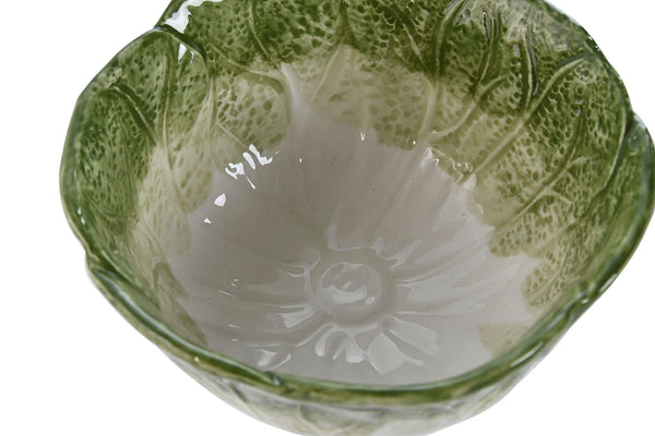 detalle del interior esmaltado del bol lechuga de cerámica estilo natural Brocantia