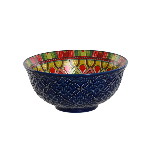 Bol azul de cerámica estilo mediterráneo