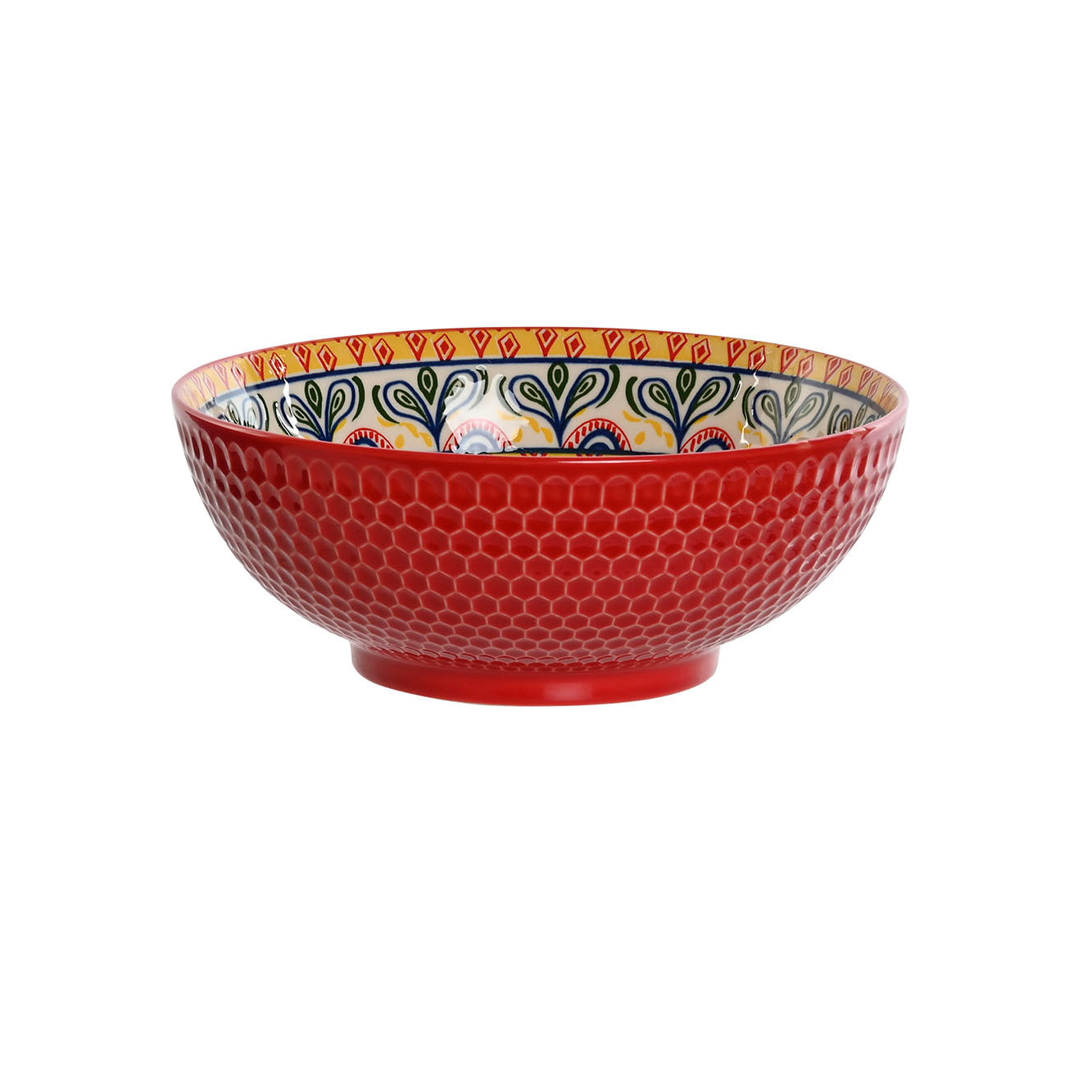 bol cerámica mandalas rojo decoración boho colorida brocantia