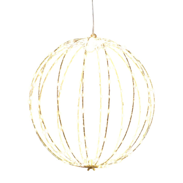 esfera luminosa dorada de 40 cm con 240 luces LED cálidas
