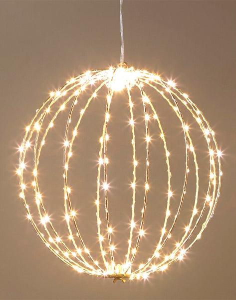 decoración navideña moderna con esfera LED dorada