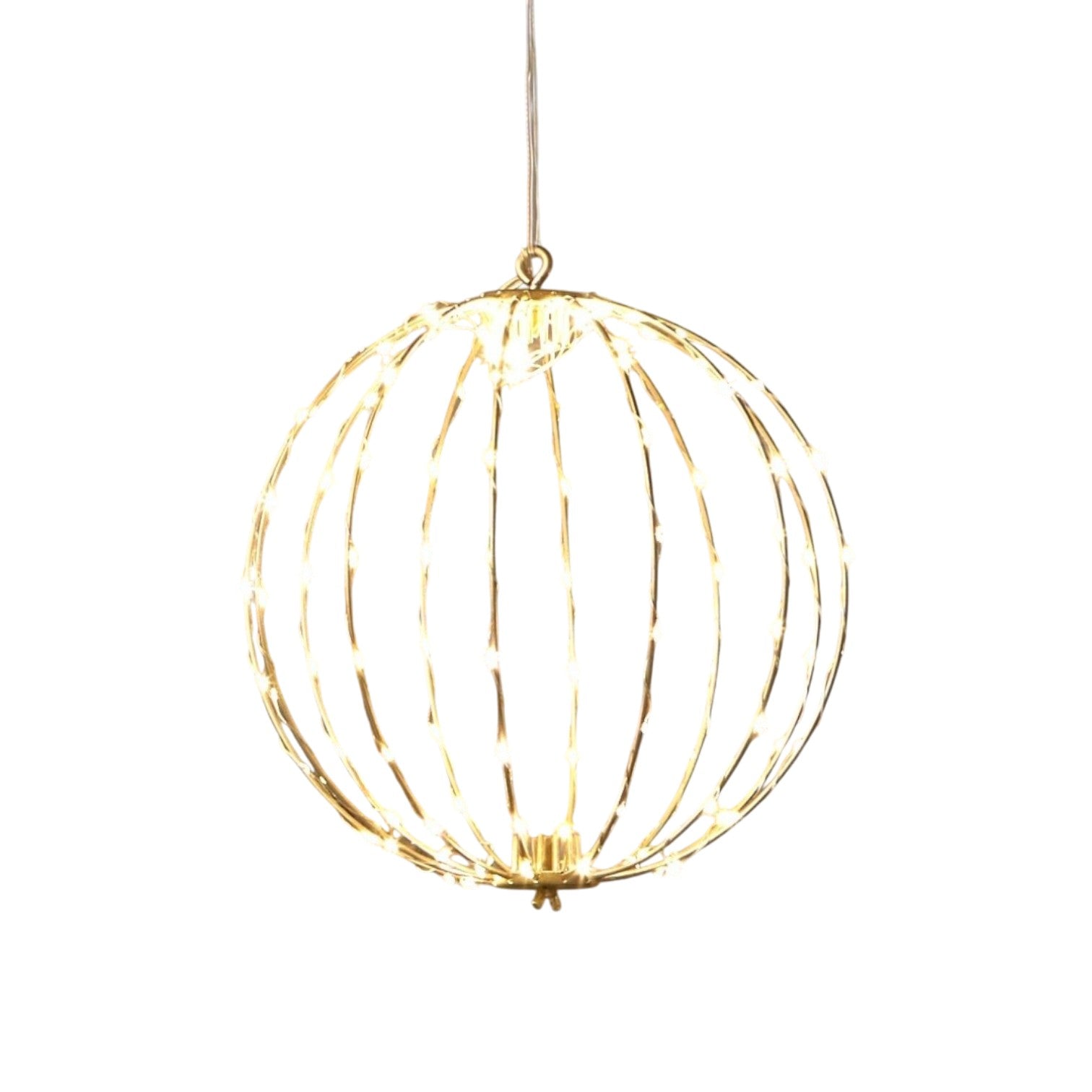 esfera luminosa dorada con 120 luces LED cálidas